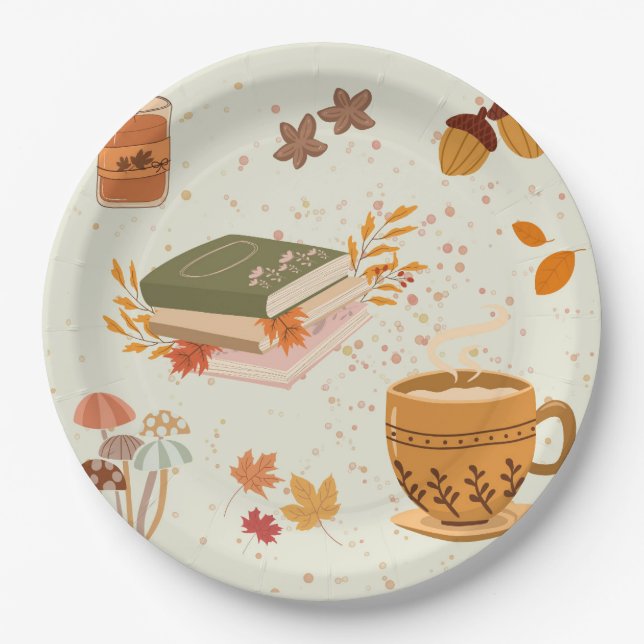 Plato De Papel Otoño Acogedor (Anverso)