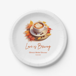 Plato De Papel Otoño Amor de Otoño está Elaborando Café Desayuno 
