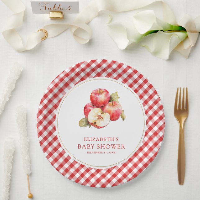 Plato De Papel Otoño Apple Of Our Eye Baby Shower (Boda)