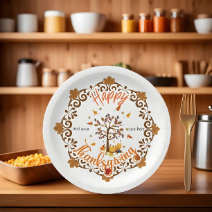 Plato De Papel Otoño Árbol de otoño Mandala Foliage Acción de Gra