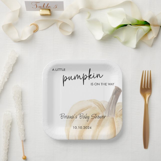 Plato De Papel Otoño Baby Shower Pequeña Ducha De Calabaza (Boda)