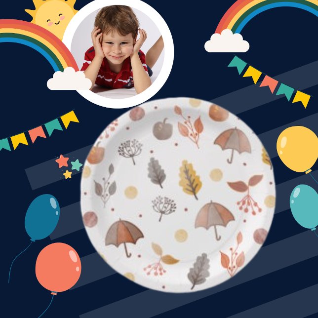 Plato De Papel Otoño Boho Art Bohemian Pattern Kids Cumpleaños (Subido por el creador)