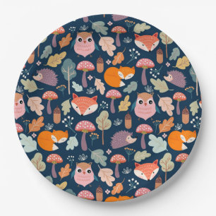 Plato De Papel Otoño/Bosque