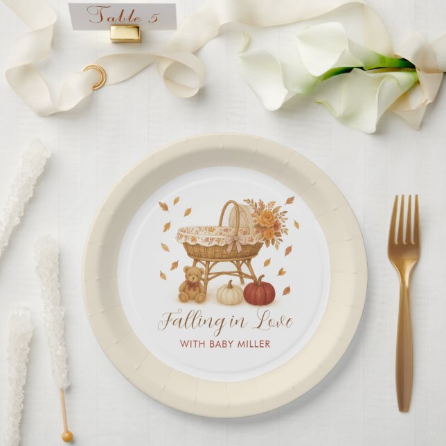 Plato De Papel Otoño cayendo en el amor Baby Shower (Boda)