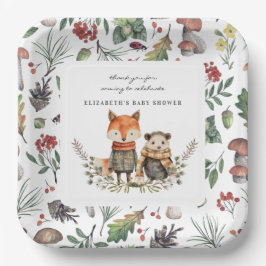 Plato De Papel Otoño de Woodland | Baby Shower de animales forest