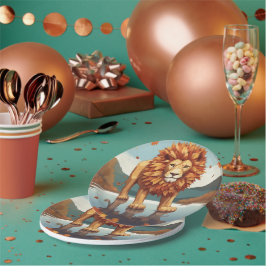 Plato De Papel Otoño deja león macho