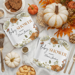 Plato De Papel otoño en el amor calabaza floral ducha bebé Invita