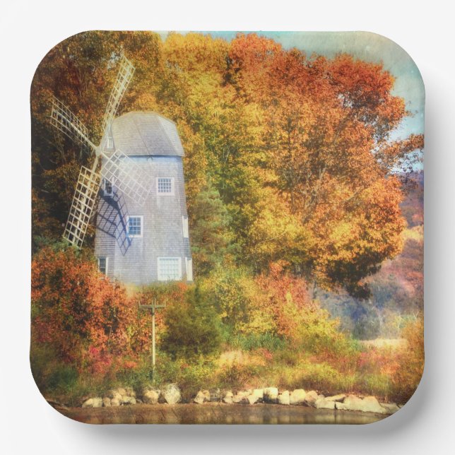 Plato De Papel Otoño En El Río (Anverso)