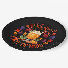 Plato De Papel Otoño Estado De La Mente Negro