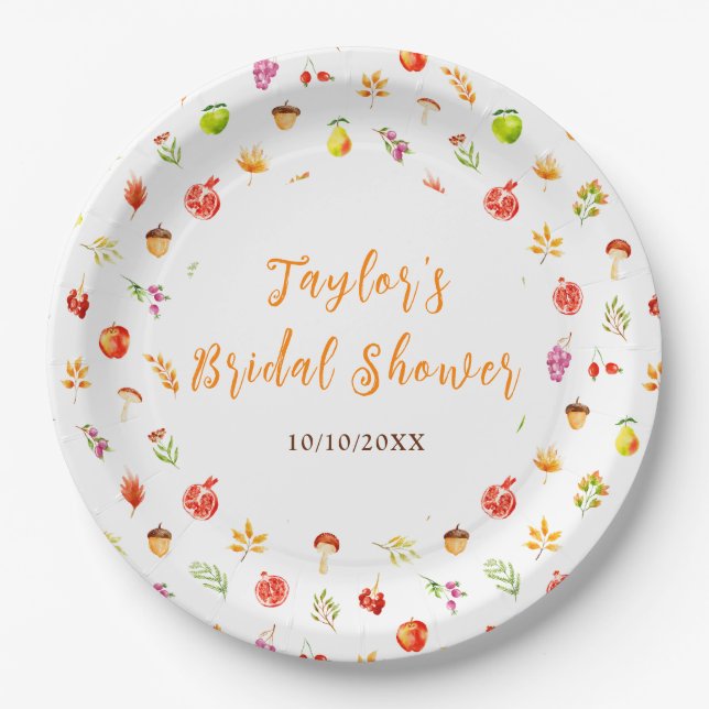Plato De Papel Otoño Fall Harvest Bridal Shower (Anverso)