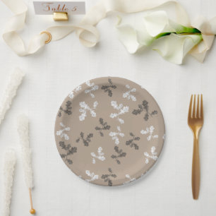 Plato De Papel Otoño Foliage deja patrón marrón