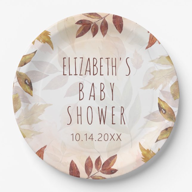 Plato De Papel Otoño Foliage Fall Watercolor Otoño (Anverso)