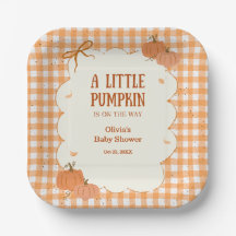 Otoño Gingham Un pequeño bebé de calabaza Shower