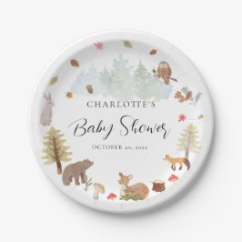 Plato De Papel Otoño Los Animales De Woodland Caen En Baby Shower