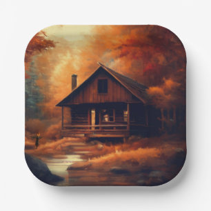 Plato De Papel Otoño/otoño/Halloween/pintura rústica