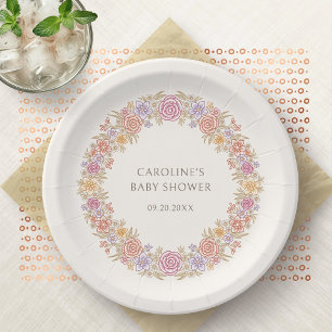 Plato De Papel Otoño otoño Wildflowers Floral Baby Shower