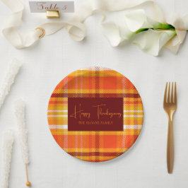Plato De Papel Otoño Plaid Home Decor Caer Temporada De Acción De