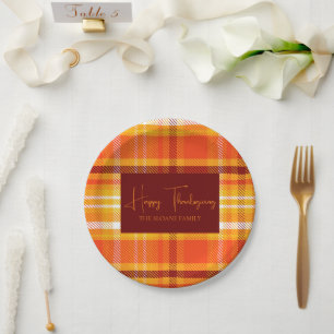 Plato De Papel Otoño Plaid Home Decor Caer Temporada De Acción De