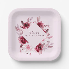 Plato De Papel Otoño Romance marco dorado Ducha de novia floral