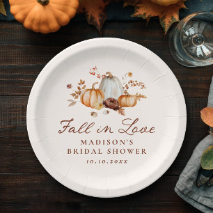 Plato De Papel Otoño Rústico Floral de Calabaza Bridal Shower Ena