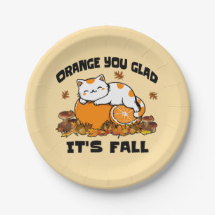 Plato De Papel Otoño te deja Naranja, te alegro de que sea un gat