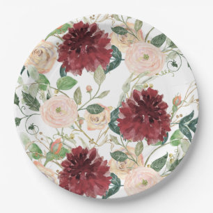 Plato De Papel Otoño Turgoña Crisantemo Rubor Rosa