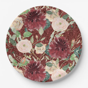 Plato De Papel Otoño Turgoña Crisantemo Rubor Rosa