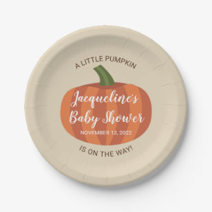 Plato De Papel Otoño Una Pequeña Calabaza Cae Baby Shower