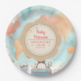 Plato De Papel Our Greatest Adventure Vintage Pink Baby Shower