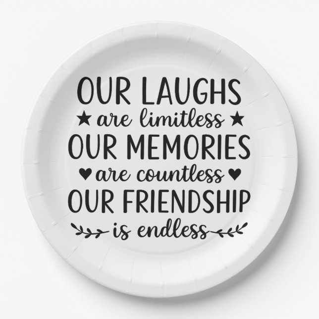 Plato De Papel Our Laughs Are Limitless Friendship Quote (Anverso)