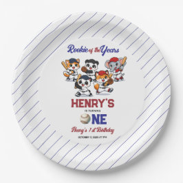 Plato De Papel Our Little Animals Baseball 1st Birthday Party