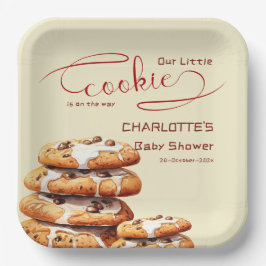 Plato De Papel Our Little Cookie Is On The Way Cute Baby Shower