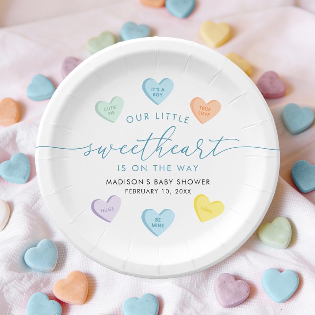 Plato De Papel Our Little Sweetheart Candy Hearts Baby Shower (Subido por el creador)