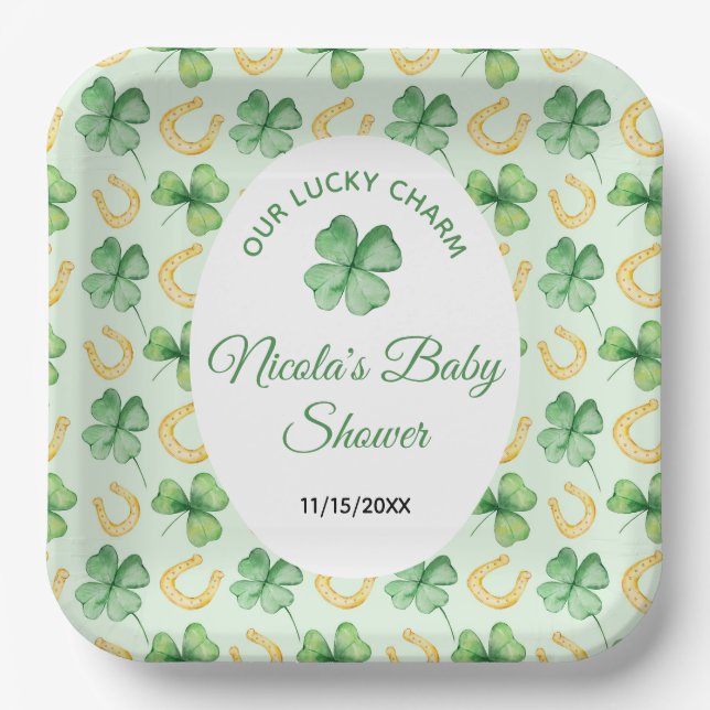 Plato De Papel Our Lucky Charm St Patrick's Baby Shower (Anverso)