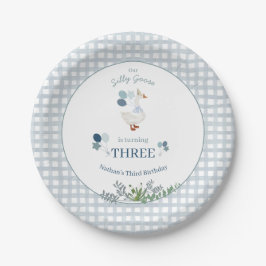 Plato De Papel Our Silly Goose Birthday Any Age Blue 