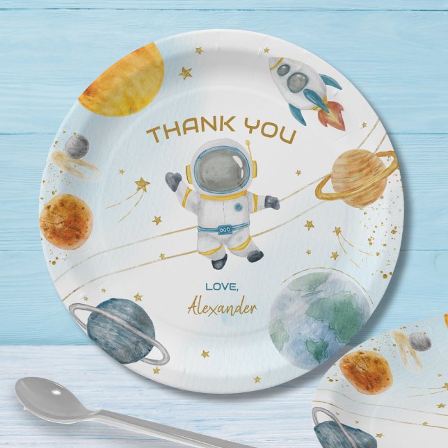 Plato De Papel Outer Space Astronaut Birthday Thank You (Subido por el creador)