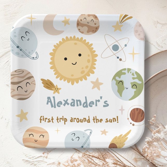 Plato De Papel Outer Space Birthday First Trip Birthday (Subido por el creador)