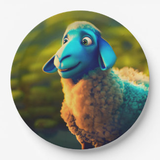 Plato De Papel Oveja Azul