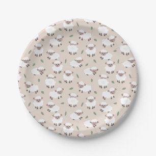Plato De Papel Ovejas y corderos Animales de granja lindos dibuja
