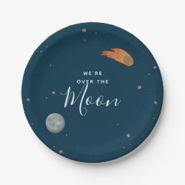 Plato De Papel Over the Moon Baby Shower