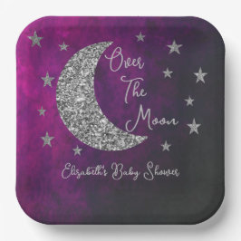 Plato De Papel Over The Moon Baby Shower
