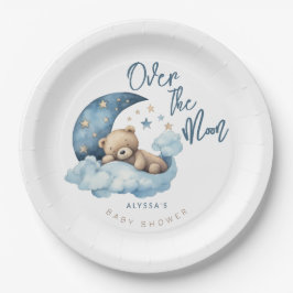 Plato De Papel Over the Moon Baby Shower
