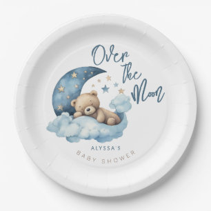 Plato De Papel Over the Moon Baby Shower