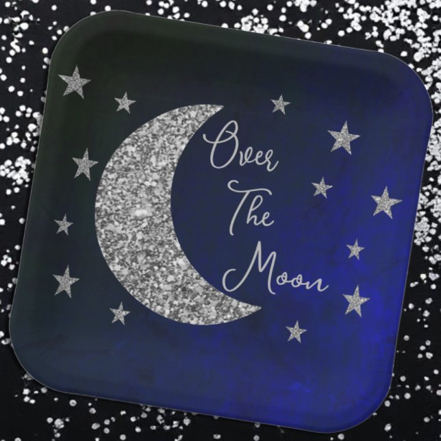 Plato De Papel Over The Moon Baby Shower (Subido por el creador)