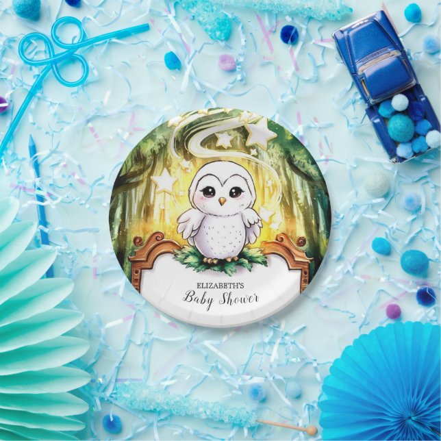 Plato De Papel Owl Baby Shower (Fiesta)