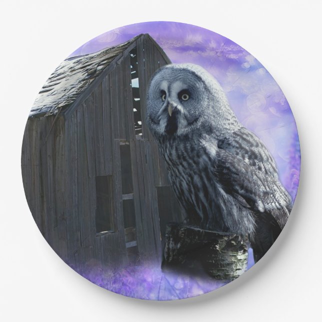 Plato De Papel Owl Barn Shed (Anverso)
