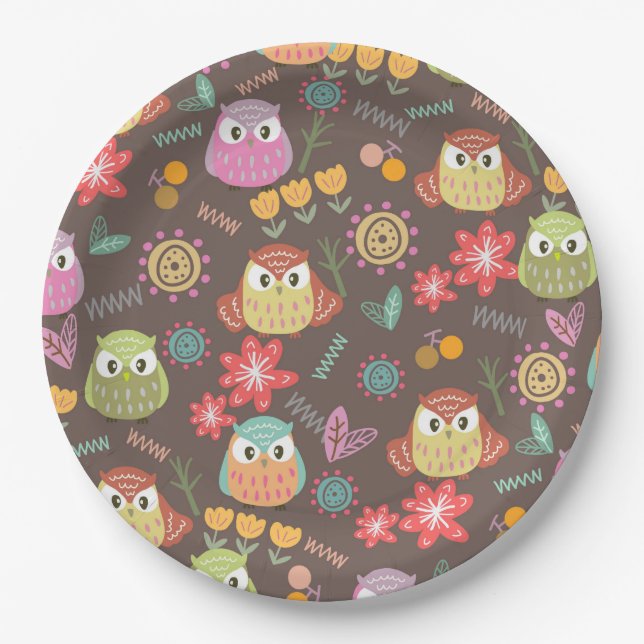Plato De Papel Owl Brown (Anverso)