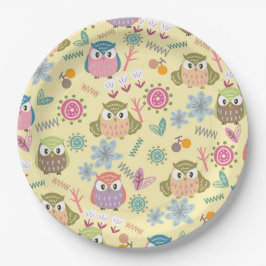 Plato De Papel Owl Cream