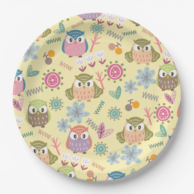 Plato De Papel Owl Cream (Anverso)