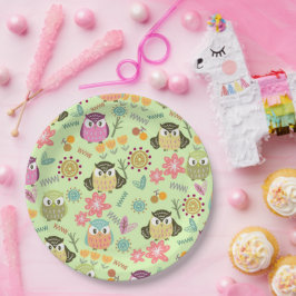 Plato De Papel Owl Lime